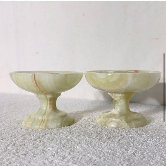 Vintage Yellow Onyx Candlestick Holders X2 - Picture 4 of 16